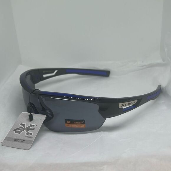 XLoop Sport Wrap Sunglasses – Black/Blue Frame – UV400 Protection - Picture 1 of 3